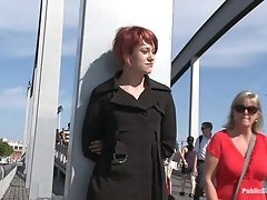 Redhead Euro girl gets fucked hard in public