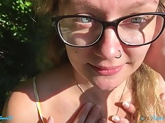 Amateur nerd giving head and taking facial cumshot