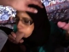 Arab babe in glasses sucks that big hard cock