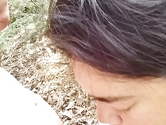 cheating latina wife sucking cock in woods at rest area prt3